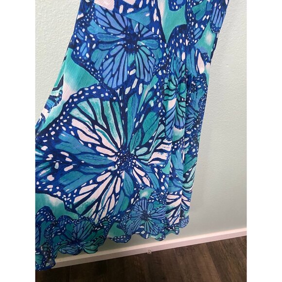 Vintage Evan Picone Women's Y2K Blue Floral Butterfly Dress Size 16 - Picture 5 of 9